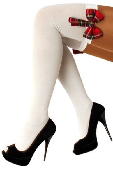 halterlose strümpfen mit schottischem bogen