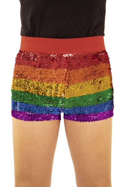 Hotpants mit Regenbogen-Pailletten
