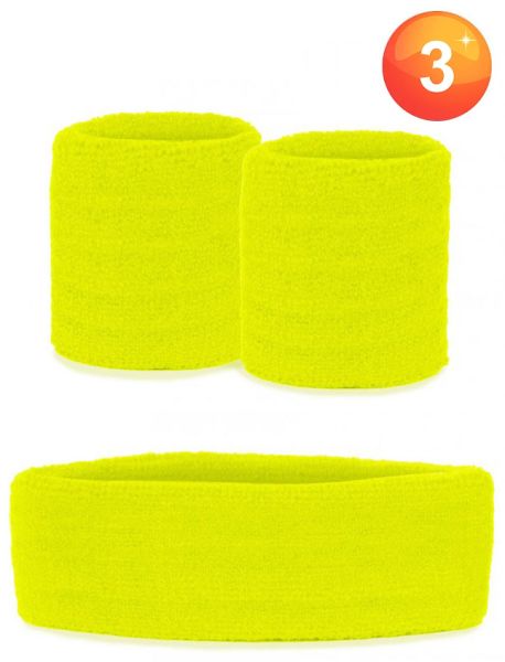 Set Armbänder und Stirnband Neon Gelb