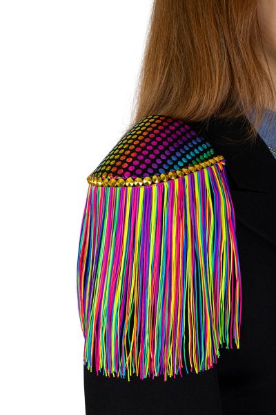 Farbenfrohe Schulterklappe mit Neonfransen