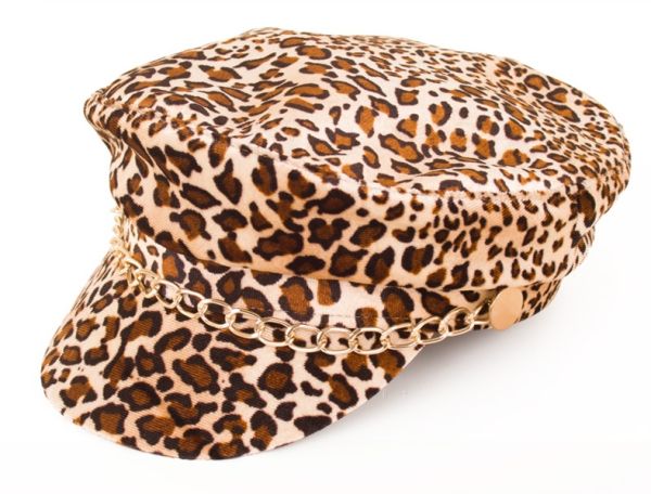 Mütze mit Panther-Print und goldener Kette