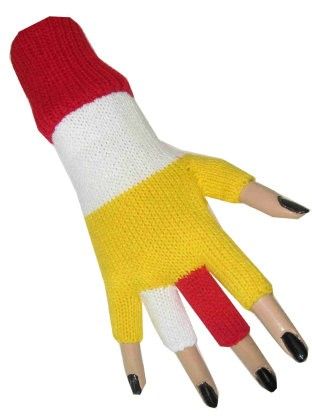 Fingerloser Handschuh rot weiß gelb