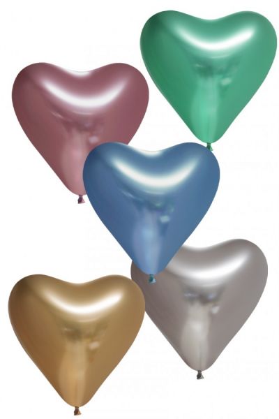 Herzballons verschiedene Chromfarben