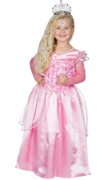 Langes Prinzessinnenkleid aus rosa schimmerndem Stoff