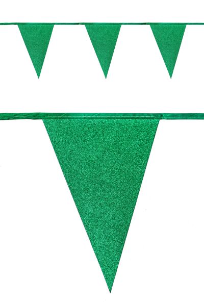 Grüne Glitzerwimpelkette 6 Meter
