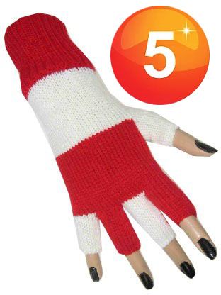 Fingerlose Handschuhe rot weiß gestreift