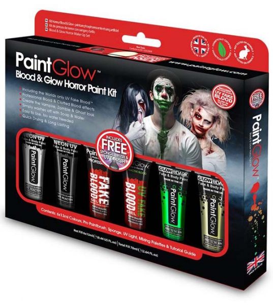 PaintGlow Blut Glow Horror Halloween Schminke kit