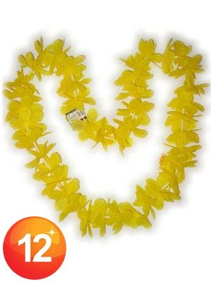 Hawaii Blüten gelb Halskette Kränze 12 Stück