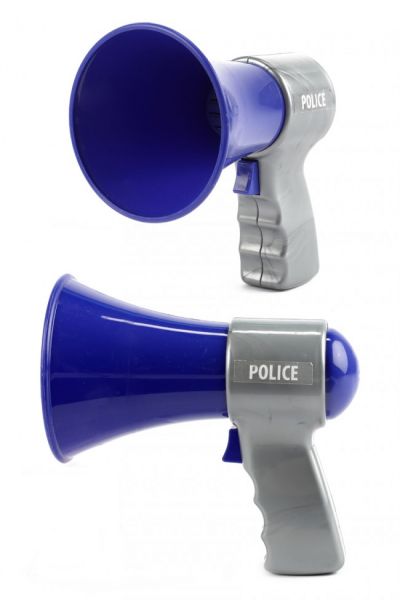 Polizeimegaphon blau grau