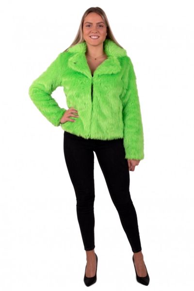 Karnevalsjacke Damen fluo neongrünes Fell