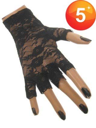 Fingerloser Handschuh mit Spitze schwarz