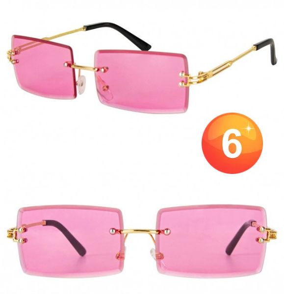 Rechteckige rosa Retro-Sonnenbrille im Vintage-Stil