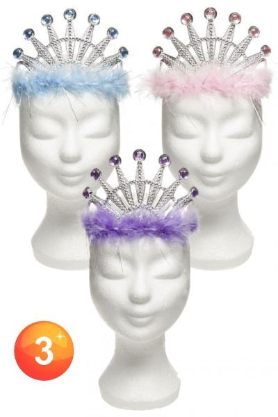 Krone silbern mit farbigem Boa-Rand