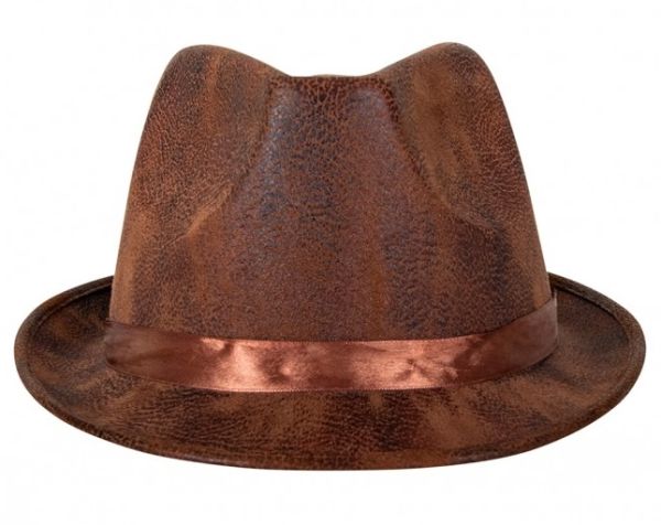 Brauner Fedora-Hut aus Lederimitat