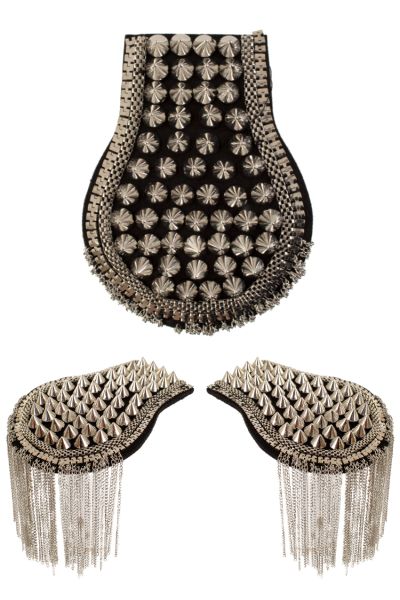 Epauletten mit Spikes silber