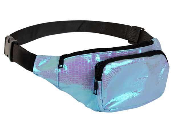 Hüfttasche Schlangenlederdruck blau