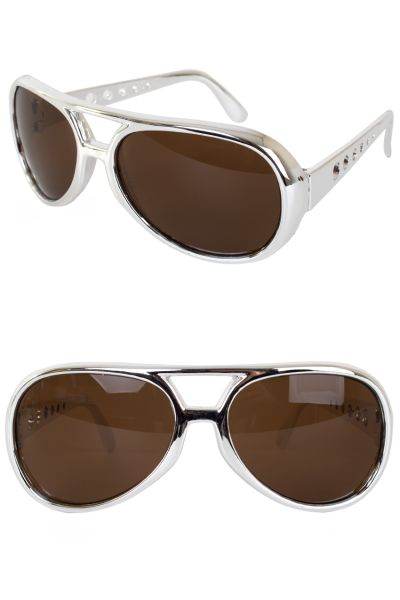 Elvis Rocker dunkle Brille Silber