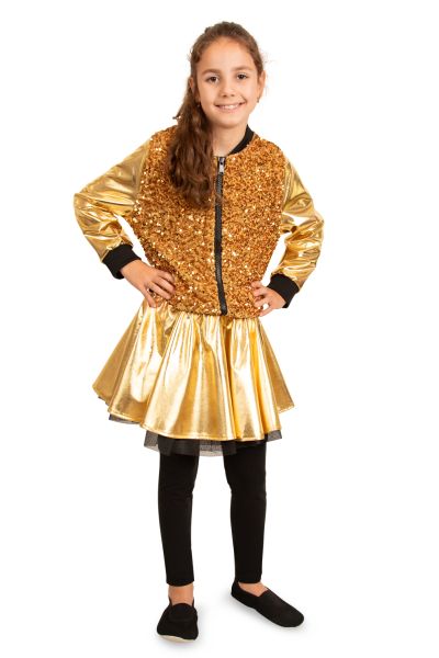 Mädchen Jacke Pailletten metallisch Gold