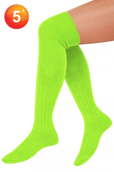 5 Paar gestrickte lange fluoreszierend grün Socken