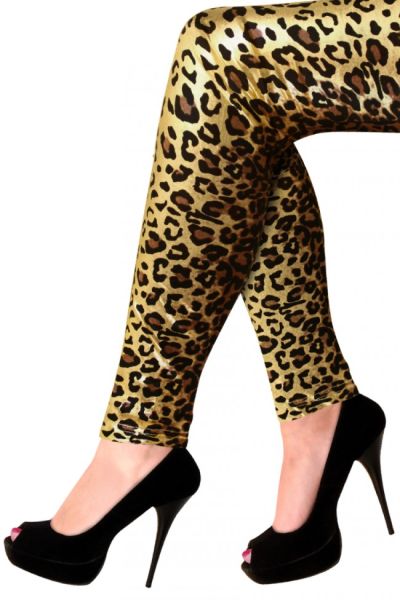 Leggings Leoparden Print Metallic Gold