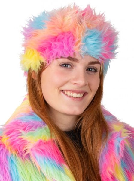Flauschiges Festival Stirnband in gemischten Pastellfarben