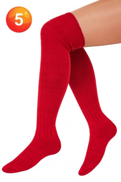 gestrickte lange rote Socken