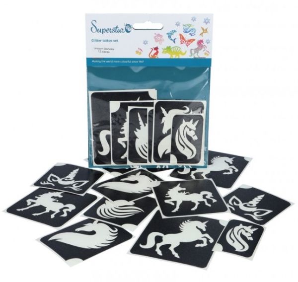 Glitzer Tattoo Schablonen Unicorn