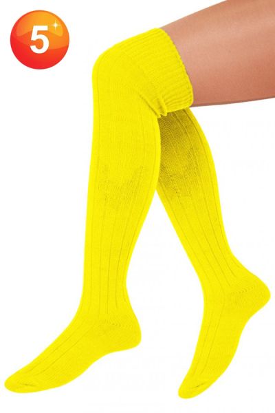 5 Paar gestrickte lange fluoreszierend gelb Socken