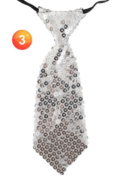 Kurze Krawatte mit silbernen Pailletten