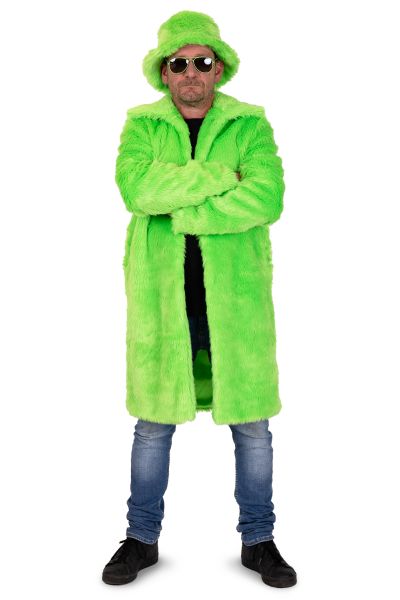 Lange jacke fluo neongrünes Fell
