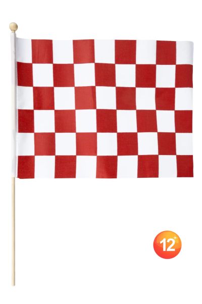 Polyester Wellenfahne rot weiß kariert