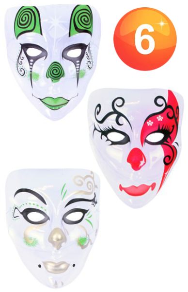 Maske Pierrot farbig transparent