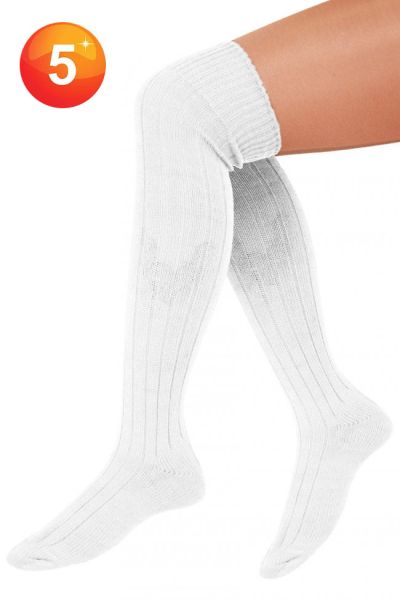 5 Paar gestrickte lange weiße Socken