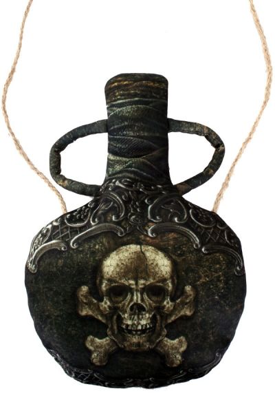 Flasche an Kordel im Piratenstil mit Totenkopf