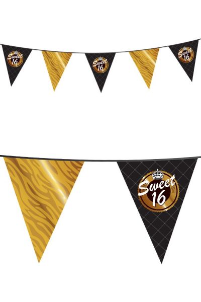 Bunting Sweet 16 Flag-banner Gold