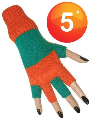 Fingerlose Handschuhe orange grün gestreift