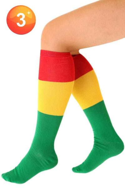 Fasching Socken rot gelb grün gestreift