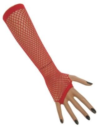 Netzhandschuhe Fingerlos rot lang