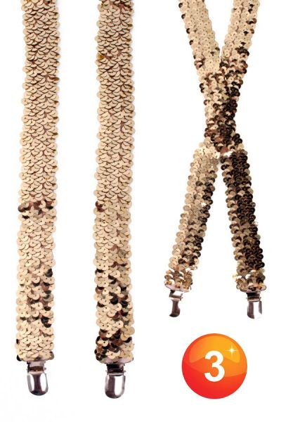 Hosenträger Pailletten Gold