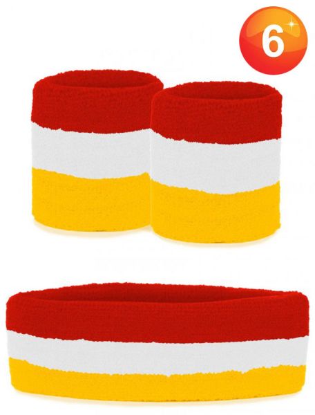 Set Armbänder und Stirnband rot weiß gelb