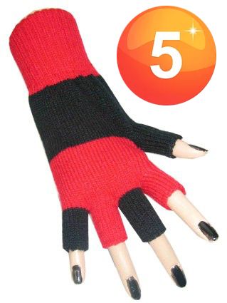 Fingerlose Handschuhe schwarz rot gestreift