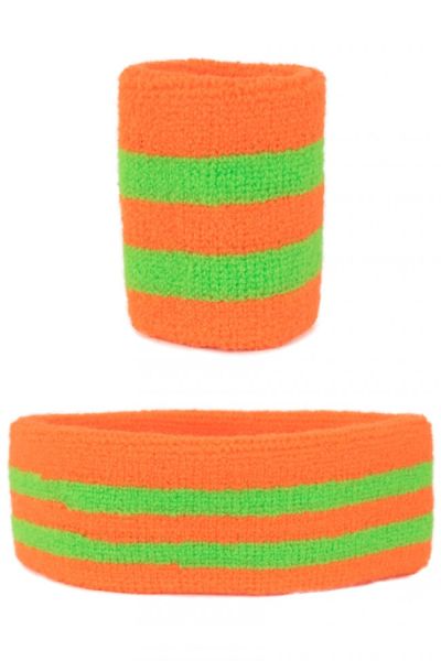 Set Armbänder und Stirnband orange grün