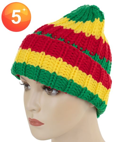 Gestrickte Reggae Fasching Wintermütze