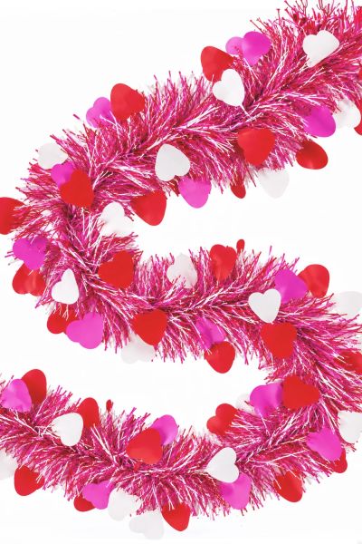 PVC-Girlande in Rosa, Rot und Weiß mit Herzen
