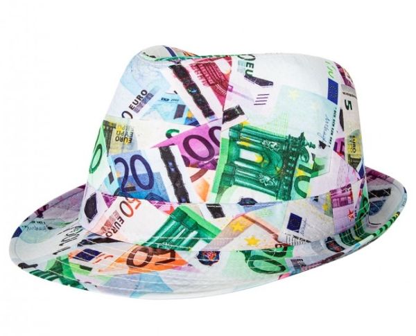 Euro Hut Fedora mit Euroschein-Motiv