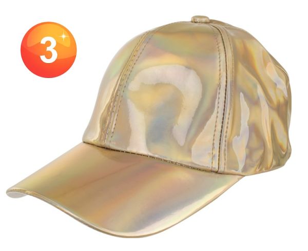 Holografische Metallic-Baseballkappe – Gold/Rosa Glanz-Kappe