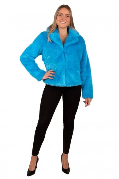 Karnevalsjacke Damen fluo neonblaues Fell
