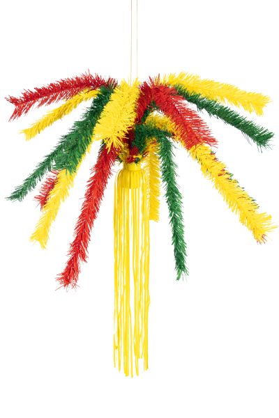 Fasching Fontäne rot-gelb-grün mit gelben Schnüren